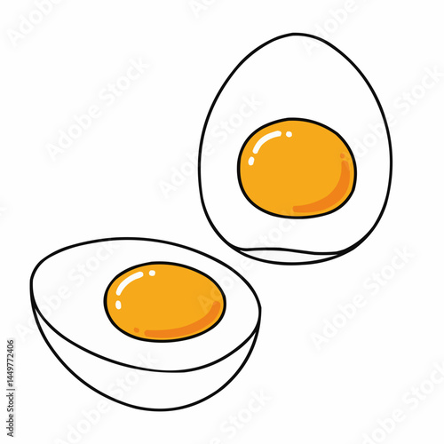 Cartoon graphic of a fried egg with a bright yellow yolk and a runny white