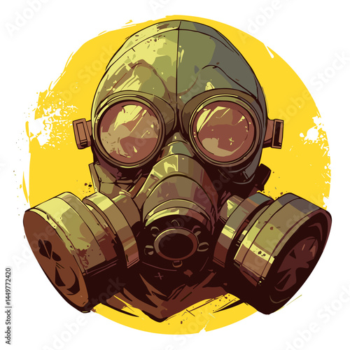 Gas mask illustration in grunge punk style
