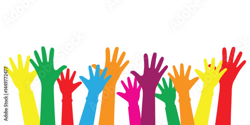 Child Hand Waving Up Colored Vector