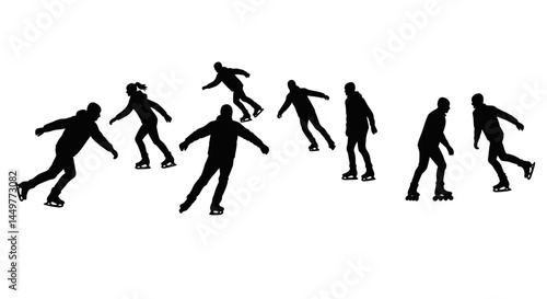 Silhouettes of Ice Skaters Winter Sports Illustration