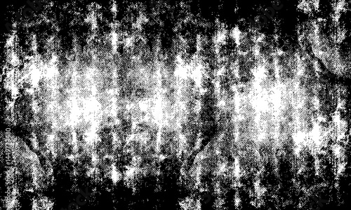 Grunge texture background in halftone style, abstract black and white design for overlays.