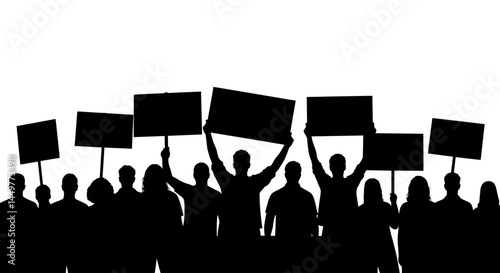 Powerful Protest Silhouettes of Protesters Holding Signs