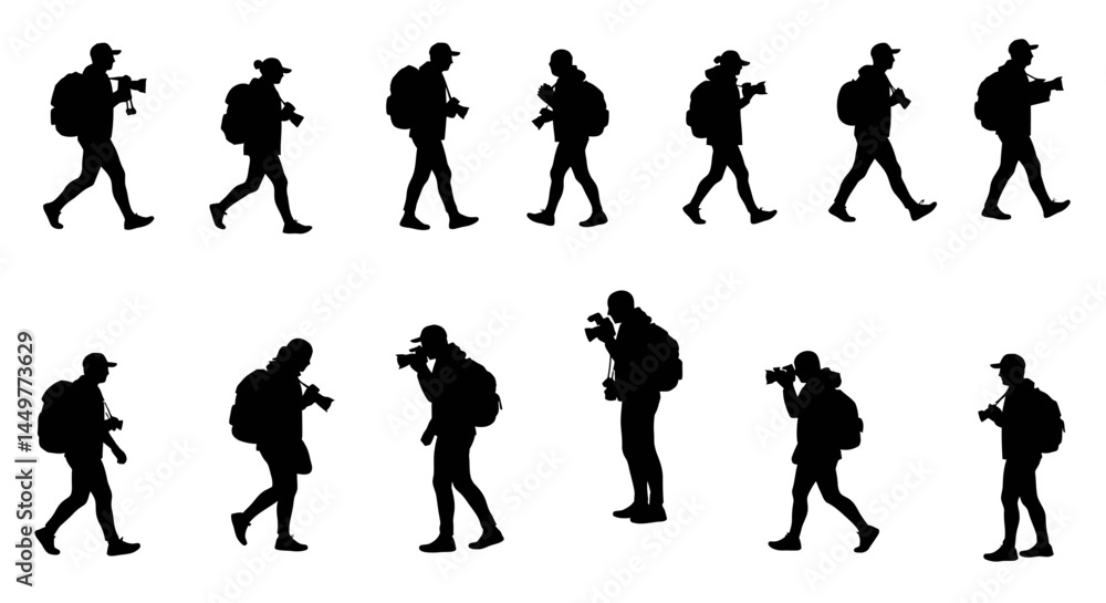 Fototapeta premium Silhouette Collection Photographers on Adventure