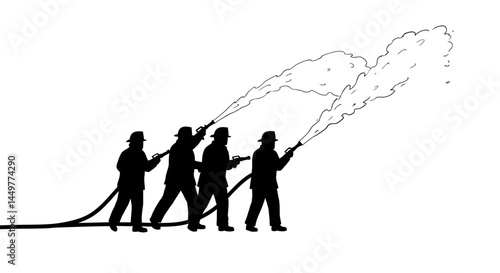 Firefighters Battling Blaze A Powerful Silhouette Illustration