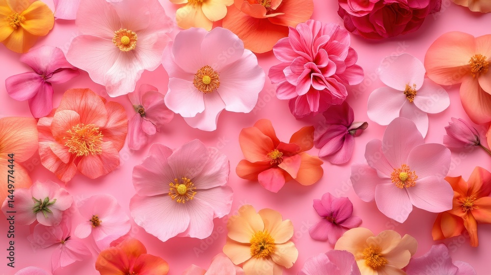 Pink Background Floral. Bold and Beautiful High-Coloured Artificial Flowers