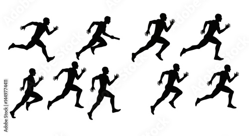 Wallpaper Mural Silhouette Collection Runners in Motion - Dynamic Poses for Design Torontodigital.ca