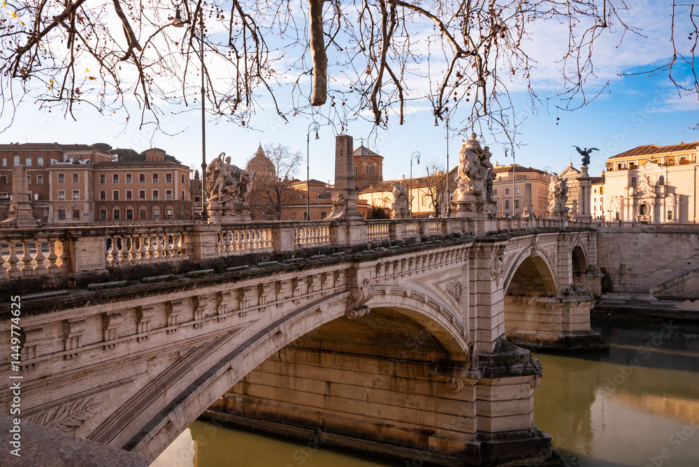 Obraz premium View of bridge in Rome city, Italy