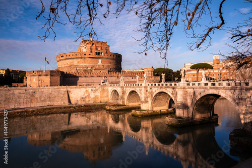 Castel Sant'Angelo and a bridge in Rome, Italy