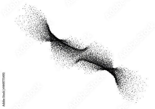 Abstract Black Particle Waveform Dynamic Swirling Energy Illustration