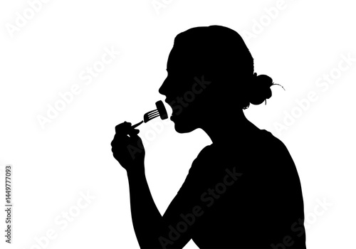 Silhouette of Woman Applying Makeup Beauty, Cosmetics, and Self-Care