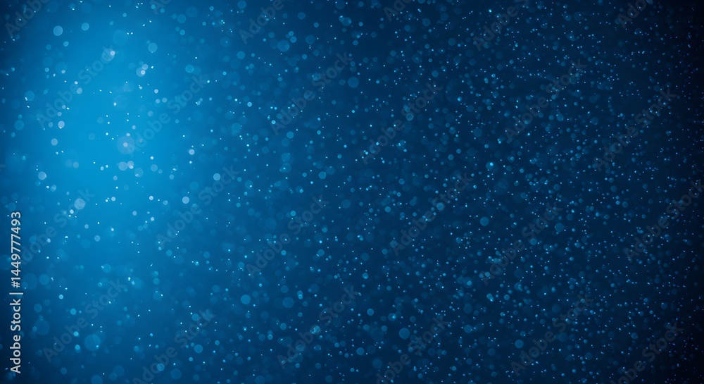 Fototapeta premium Abstract Blue Bokeh Background Shimmering Lights and Sparkling Dust Particles