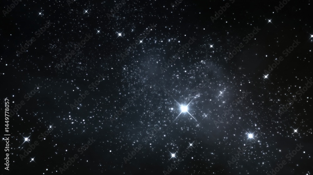 Fototapeta premium A mesmerizing view of a star-filled night sky. Countless stars twinkle against a dark backdrop, creating a serene and awe-inspiring celestial scene.