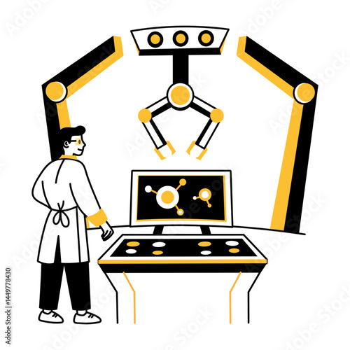 A scientist doing ai research, hand drawn illustration 
