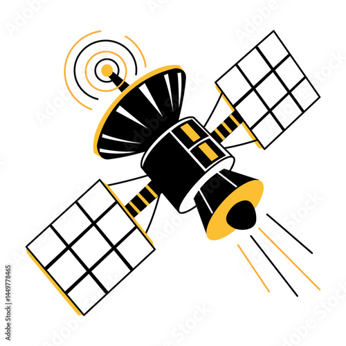 Ai satellite illustration in hand drawn style 
