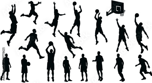 Dynamic Basketball Player Silhouettes Action Shots & Poses for Design