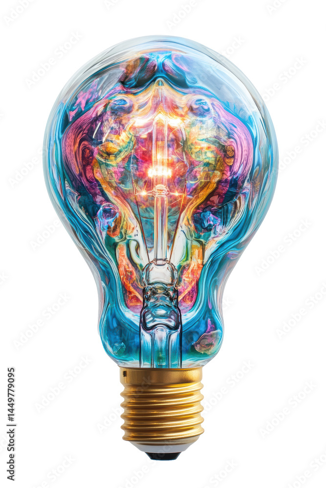 Isolated Light Bulb with Psychedelic Swirl Isolated Light Bulb with Psychedelic Swirl