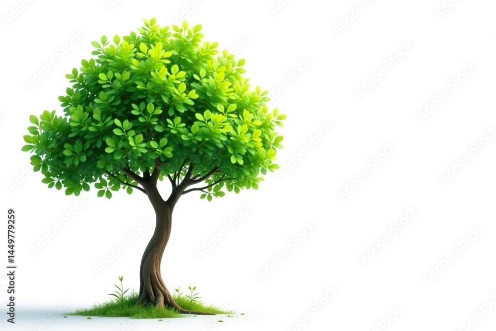 Young tree, delicate leaves, vibrant green, isolated , branch, leaf Young tree, delicate leaves, vibrant green, isolated , branch, leaf