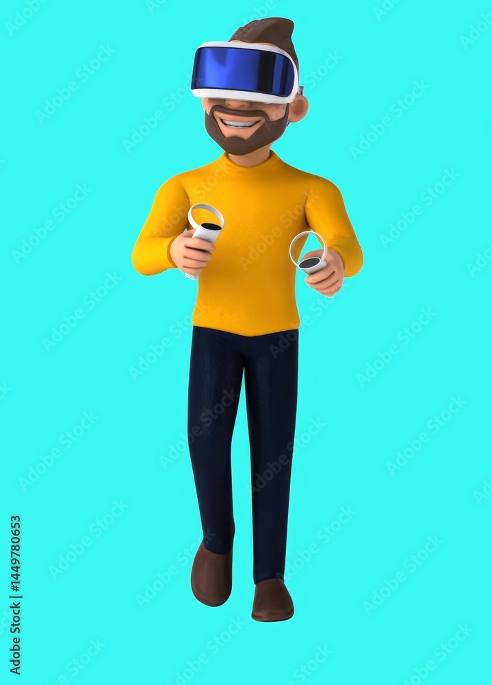 Fun 3D cartoon casual character with VR Fun 3D cartoon casual character with VR