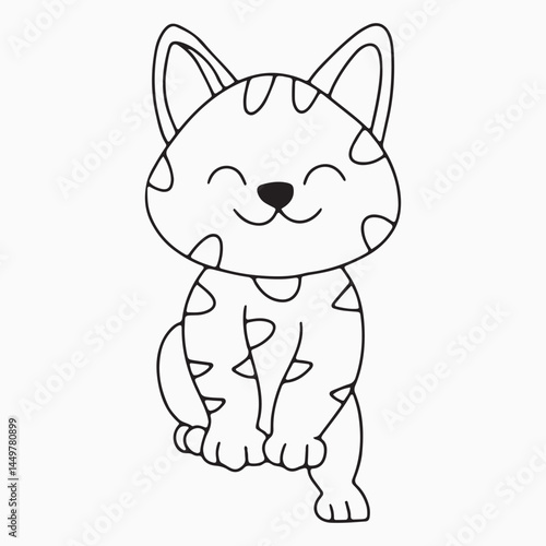 Black outline cat animal isolated on white background.kids education, coloring book