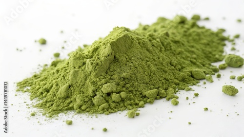 Green Powder Pile on White Background