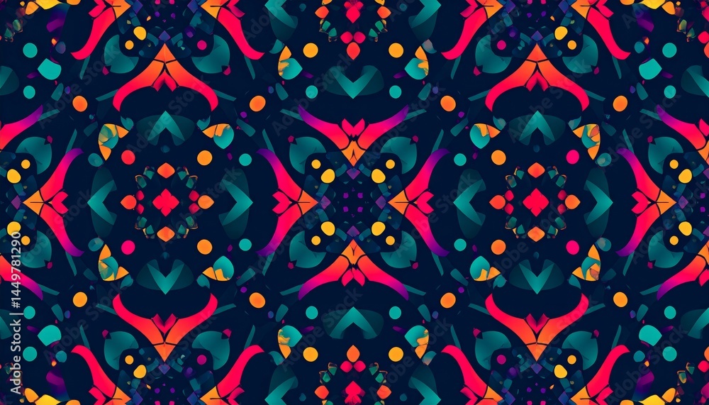 Obraz premium Vibrant Colorful Geometric Pattern Seamless Repeat Texture
