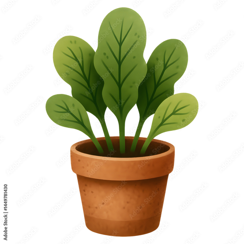 Obraz premium vibrant green plant in terracotta pot, adding life to any space