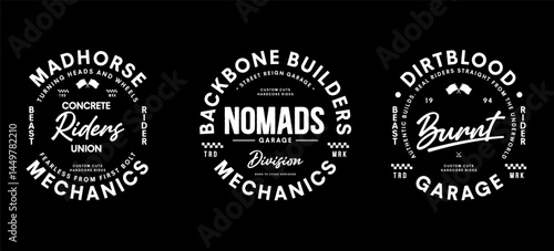 Motorcycle racing badges club emblems tshirt design Retro Racing Typography Graphics	