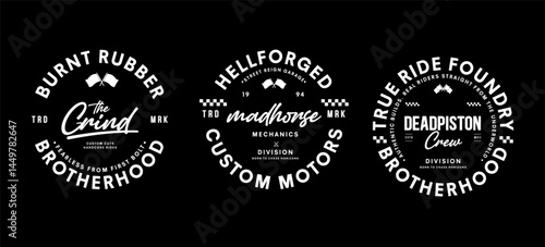 Motorcycle racing badges club emblems tshirt design Retro Racing Typography Graphics	