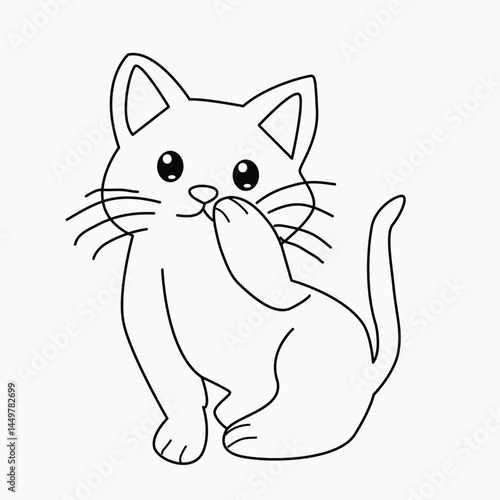 Black outline cat animal isolated on white background.kids education, coloring book
