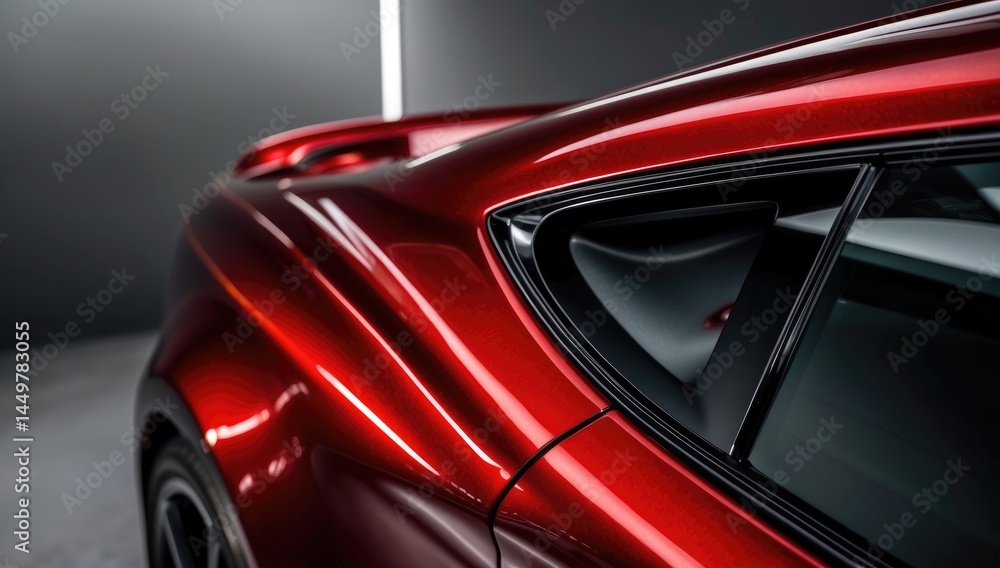 Fototapeta premium Detail shot of red metallic car paint
