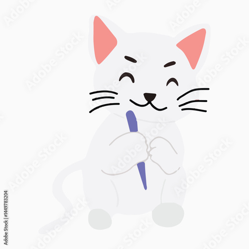 Cat cartoon isolated on white background. A collection of various poses of a cute variant cat. Cat vector illustration.