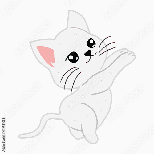 Cat cartoon isolated on white background. A collection of various poses of a cute variant cat. Cat vector illustration.