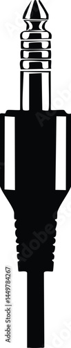 Audio Jack Silhouette Black Vector | Cable, Plug & Sound Port Icon Design