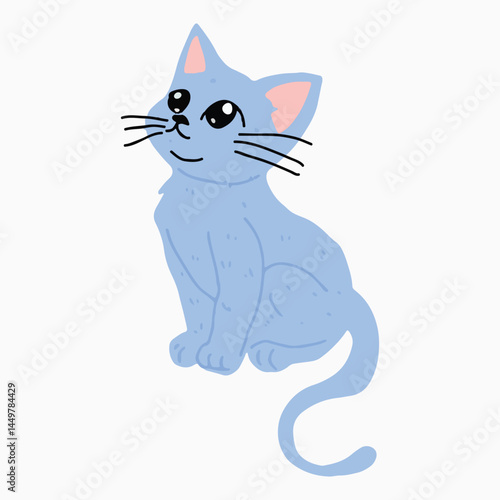 Cat cartoon isolated on white background. A collection of various poses of a cute variant cat. Cat vector illustration.