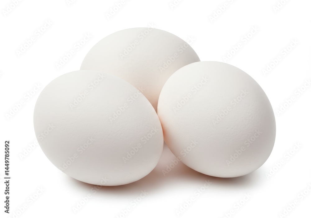 Three Fresh White Chicken Eggs Isolated Studio Shot Perfect for Baking Recipes and Culinary Images Three Fresh White Chicken Eggs Isolated Studio Shot Perfect for Baking Recipes and Culinary Images