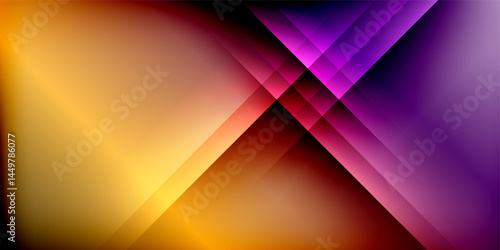 Abstract design features vibrant color gradients, intersecting lines, dark background. Modern aesthetic, dynamic composition.