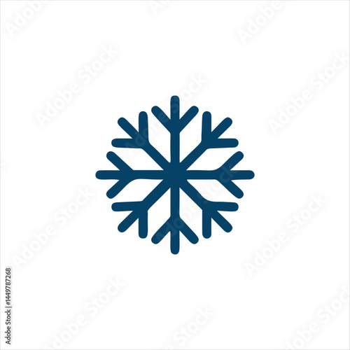 Blue snowflake icon for winter design, simple symmetrical style symbol for holiday decoration, plumbing logo