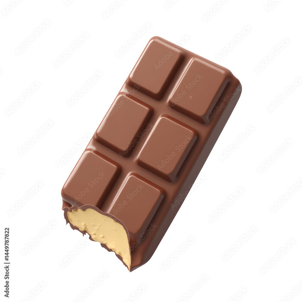 Chocolate Bar Emoji - 3D Rendering of a Chocolate Bar with One Bite Chocolate Bar Emoji - 3D Rendering of a Chocolate Bar with One Bite