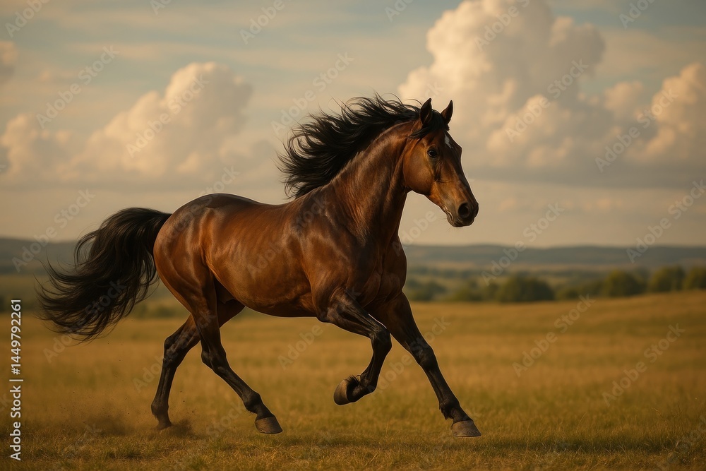 Fototapeta premium Majestic horse galloping freely.