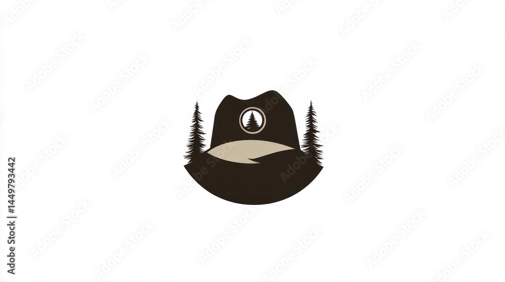 Obraz premium Cowboy Hat, Wilderness Scene, Logo Design, for Outdoors