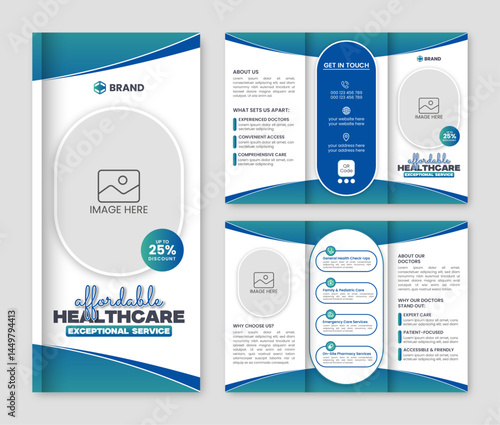 Modern trifold Medical And Healthcare brochure template layout design.