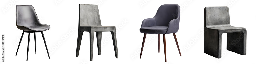 A collection of modern, minimalist chairs for interior design A collection of modern, minimalist chairs for interior design