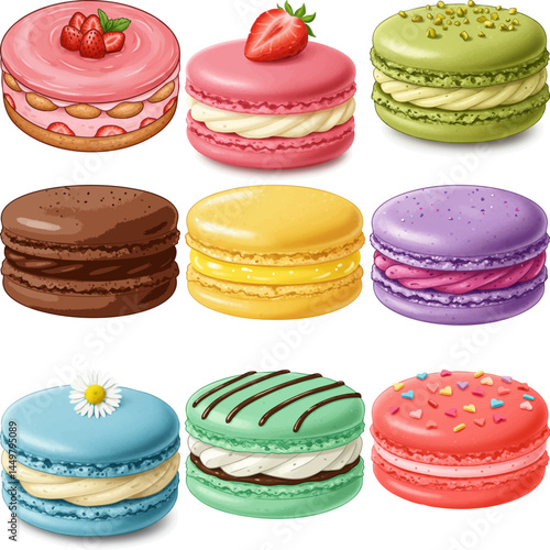 various macaron image set