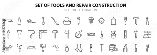 Tool repair and construction icon collection