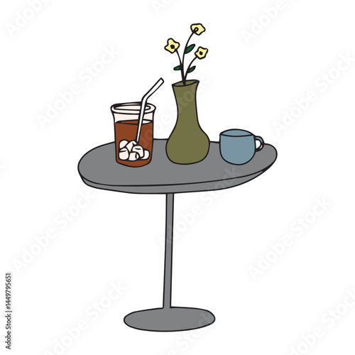 hand drawing coffee doodles element stock. Coffee stickers and barista characters.Coffee makers, kettles, brewing, arabica coffee, glass,espresso,cappuccino, beans.Graphic doodle minimalist retro icon
