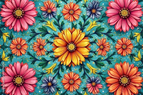 Wallpaper Mural Intricate floral pattern, repeating seamlessly , illustration, vintage Torontodigital.ca