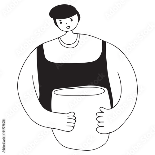 hand drawing coffee doodles element stock. Coffee stickers and barista characters.Coffee makers, kettles, brewing, arabica coffee, glass,espresso,cappuccino, beans.Graphic doodle minimalist retro icon