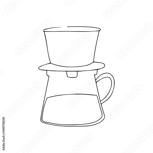 hand drawing coffee doodles element stock. Coffee stickers and barista characters.Coffee makers, kettles, brewing, arabica coffee, glass,espresso,cappuccino, beans.Graphic doodle minimalist retro icon