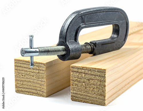 Wooden Beams Clamped Together