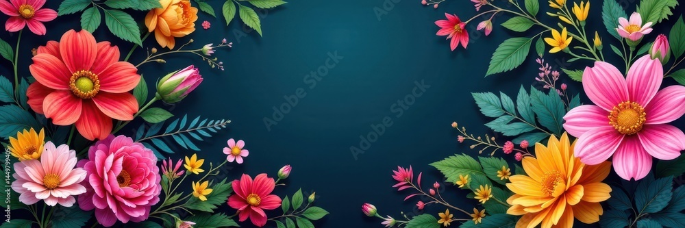 custom made wallpaper toronto digitalColorful mixed flowers, abundant foliage, dynamic design, home, red
